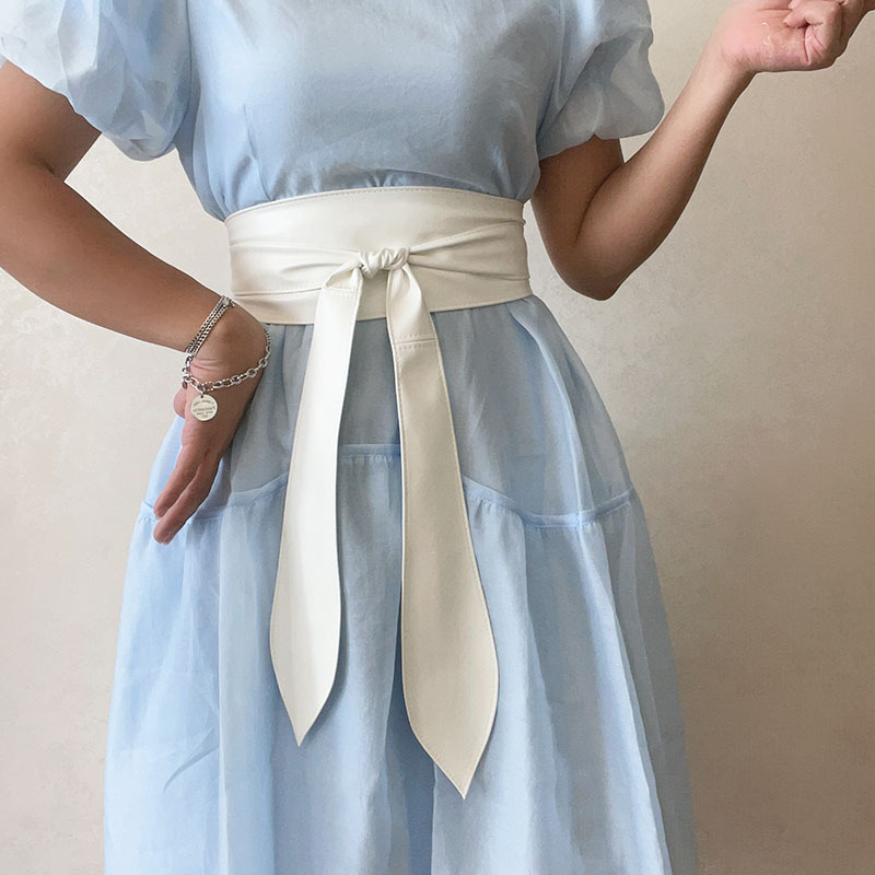 Image of Women's Pu Wide Belt, Adjustable Waist Belt, Fashionable Decorative Belt For Dresses And Coats