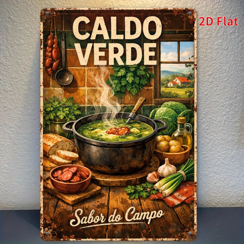 TEMU 2d Flat - 1pc 30cm X 20cm Portuguese Kitchen Tin Sign | Caldo Vintage Soup Wall Decor, Ideal For Home Cooks And Food Lovers, Iron Material, Wall