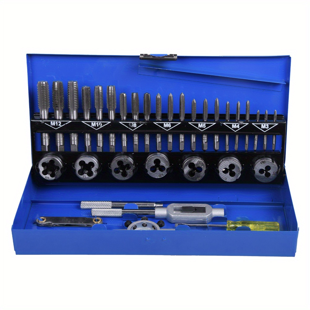 32pcs Tap And Die Set M3-m12 Combination For Cutting External And Internal Thread