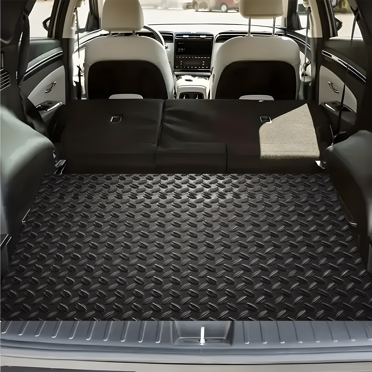 1pc Trunk Liner Compatible For Most Vehicles - Heavy-duty With Rhombus Mesh Design, Cargo Mat, Trunk For Suv, Sedan, Hatchback