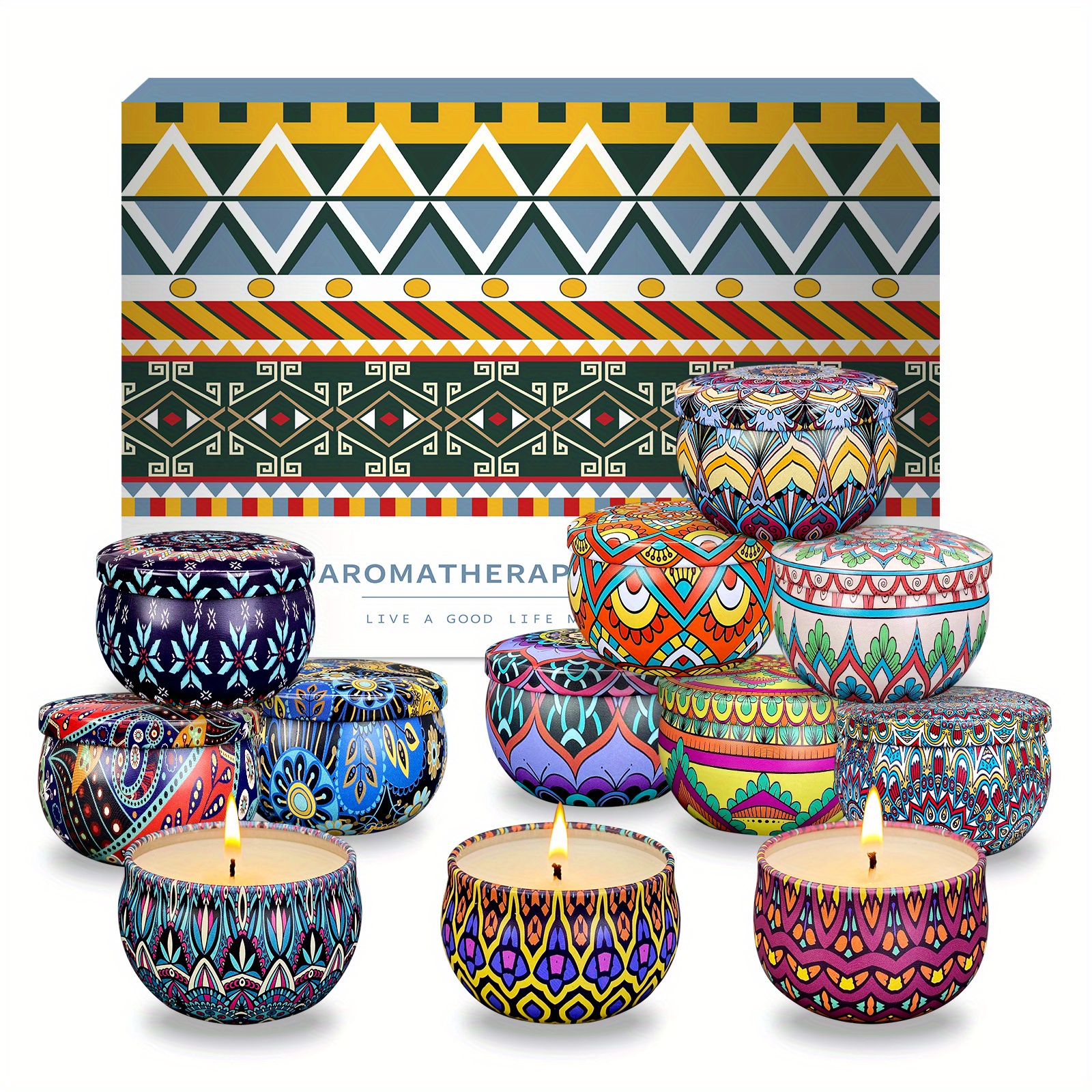 Image of A Set Of Fragrant Candles, Featuring 12 Scented Options For The Home, 300 Hours, Perfect As A Birthday Present For Women, Complete With A Gift Box