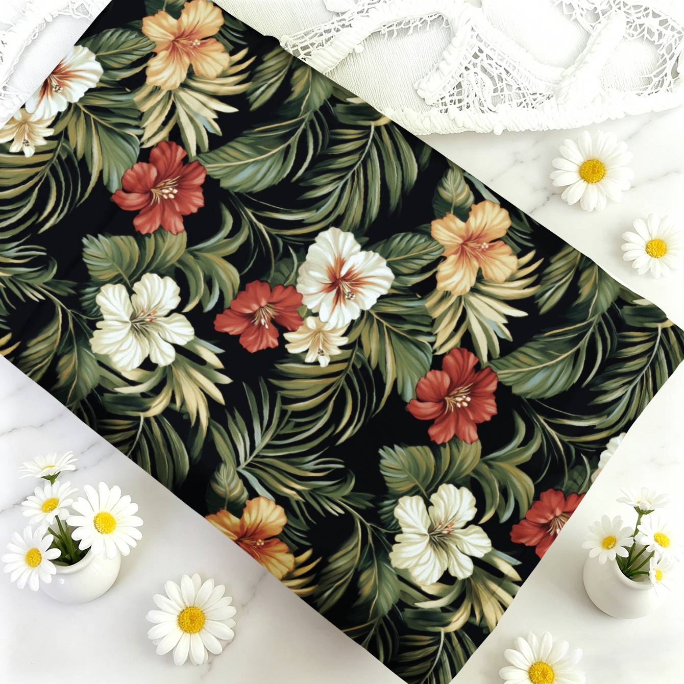 TEMU 1pc Tissu imprimé numérique motif floral tropical, multi-tailles en option, matériau et confortable, tissu en polyester, adapté au quilting, à
