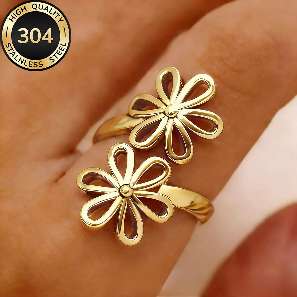 TEMU High-quality Hypoallergenic Stainless Steel Open-ring, Fade-resistant, Simple And Elegant, A Fashionable Women's Ring Suitable For Daily Wear Or