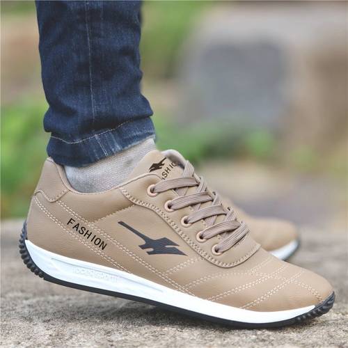 cross border trendy casual shoes fashionable and versatile mens sports shoes lightweight thick soled genuine leather lace up shoes with a