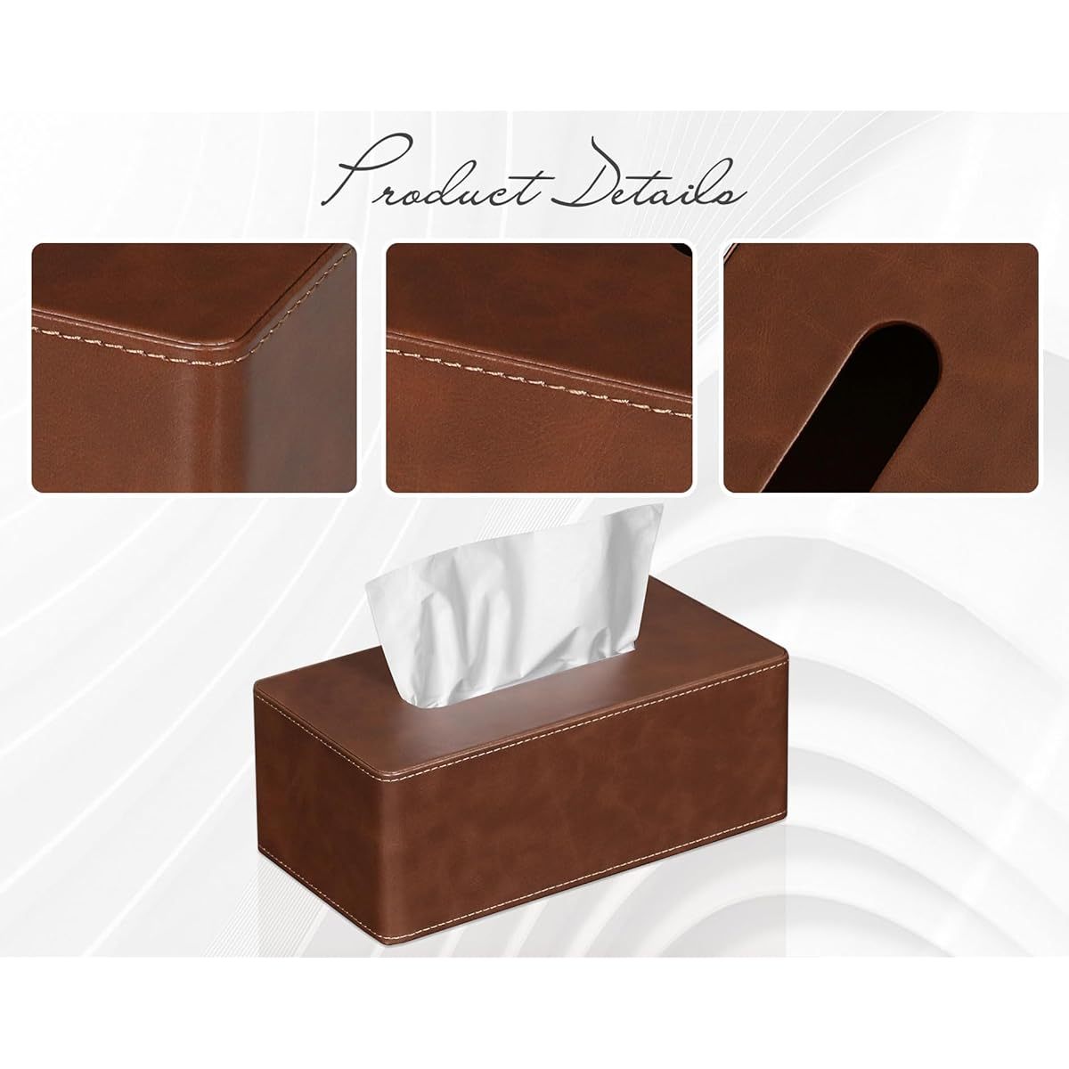 modern tissue box cover elegant bathroom living room decor fits standard facial tissues organizer dispenser holder for   office brown vanity accessory   smooth texture functional decor interior designers Product details 1