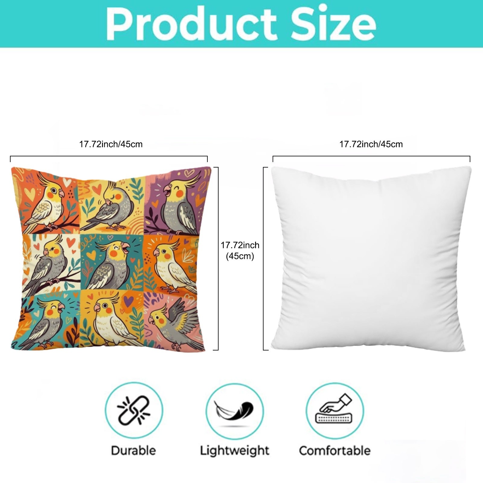 TEMU per cuscino Calopsitta con un design unico, disponibile in dimensioni, perfetta per l'arredamento , adatta per camere da letto e soggiorni,