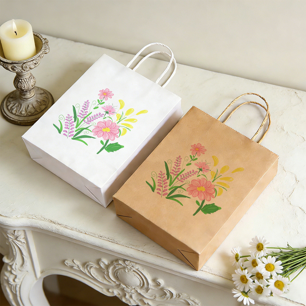 Thickened Printed Gift Tote Bag with Vibrant Floral Print