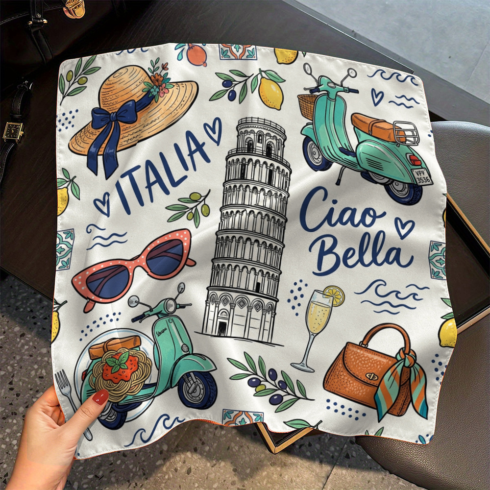 TEMU Sciarpa e fascia per capelli da donna a tema , 1 pezzo - Stampa paisley retr簷 adatta per viaggi di lavoro, abiti casual, festivi - italiana