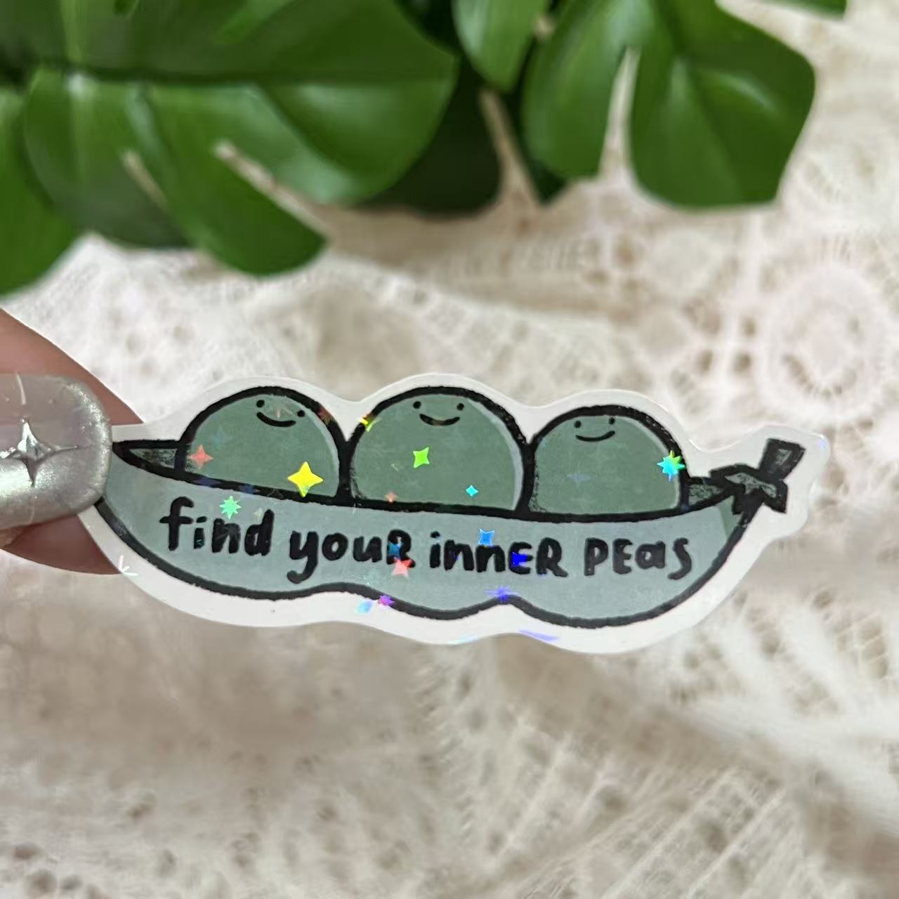 Find Your Inner (peace) Sticker - Cute Food Pun Decal | Wellness Positive Fun Gift For Laptop, Water Bottle, Journal