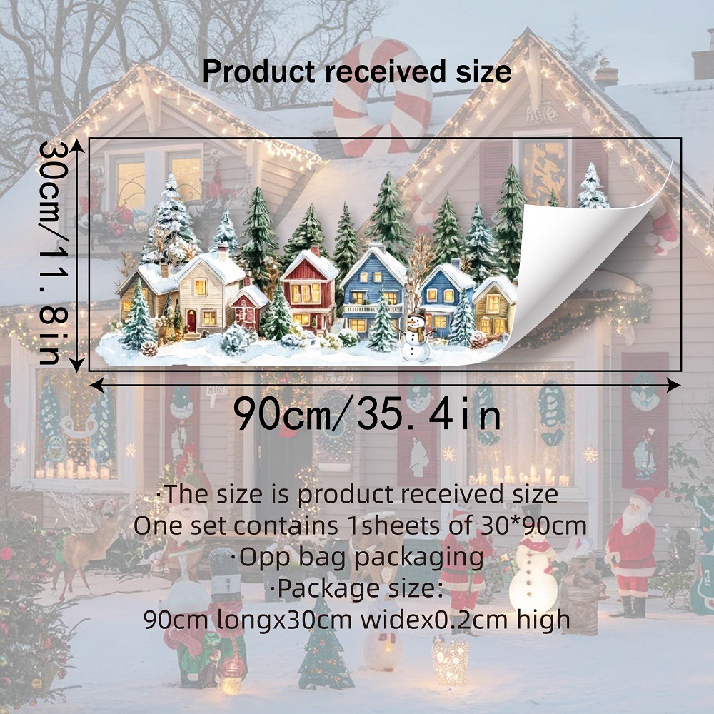 TEMU 2d Flat, New Christmas 2d Sensory Atmosphere Town Window Stickers, Removable Mall Glass Door Window Decoration Self Adhesive Stickers Cling,