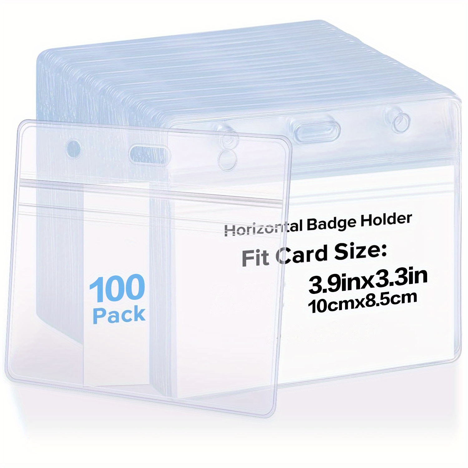 TEMU 2d 100pcs Of Horizontal Badge Holders That Are Sealable And, Made Of Clear Plastic For Id Cards. Holders Come With A Resealable Zip Type