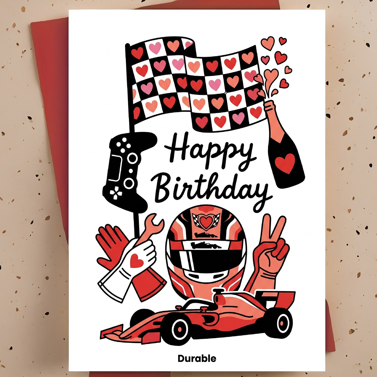 TEMU Carte de vœux d'anniversaire Racing | avec illustrations de circuit, papier cartonné durable, pour les occasions spéciales et cadeau pour les
