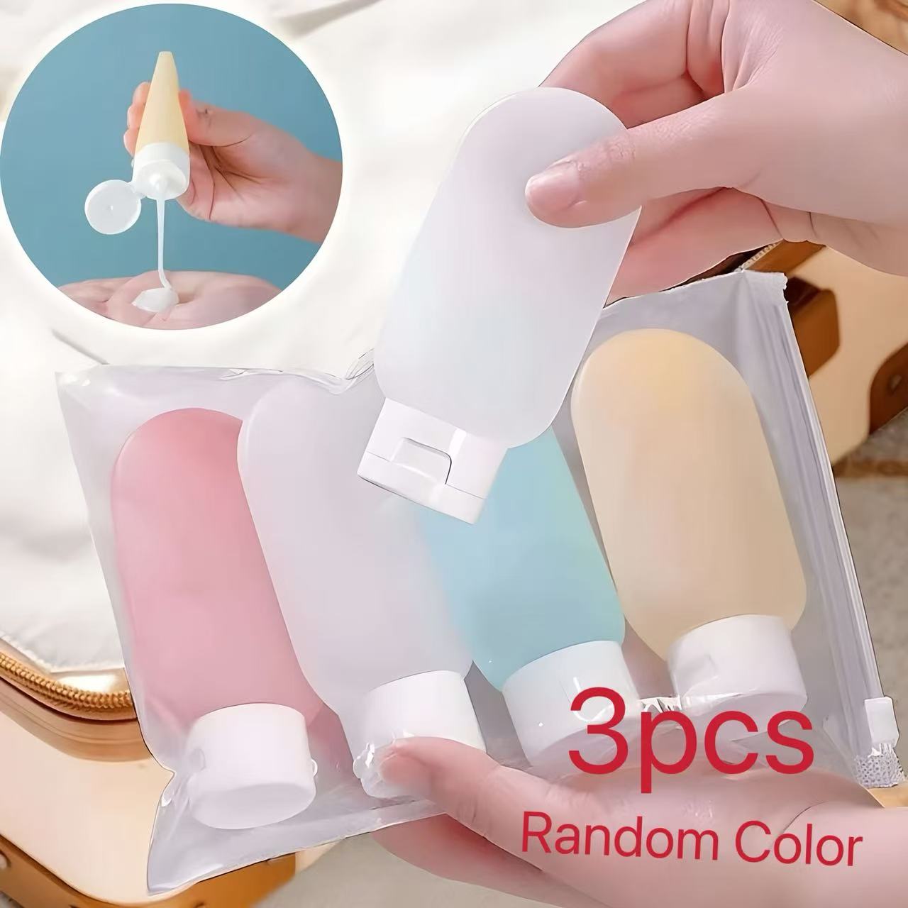 TEMU A 3pcs Reusable And Leak-proof Travel Bottle Set, Suitable For Lotions, Skin Care Products And Bath Products. The Plastic Container Is