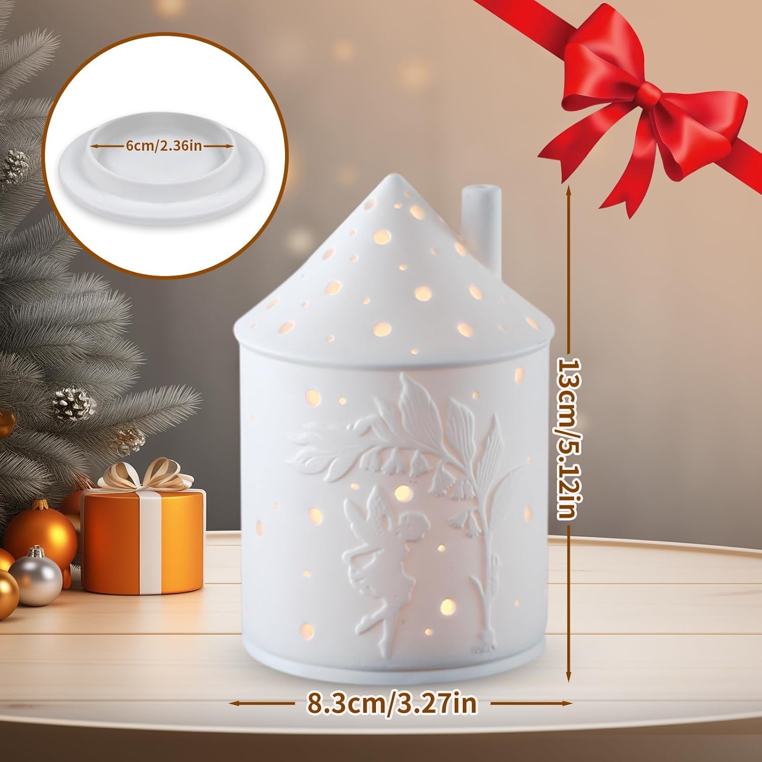 White Ceramic Candle Holder - Light House Decorations For Home, Small Round Candle Plate, Tealight Candle Holder, Lanterns Decorative Indoor, Gift For Sisters, Lovers And Mothers