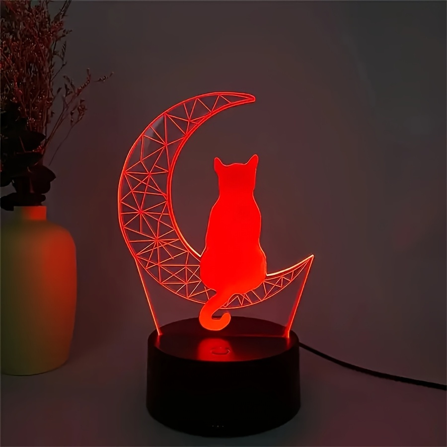 modern moon cat model led small table lamp bedroom and study decorative lamp night light holiday gift for friends compatible with laptop usb lamp usb interface electronic lamp computer accessories usb gadget Product details 1