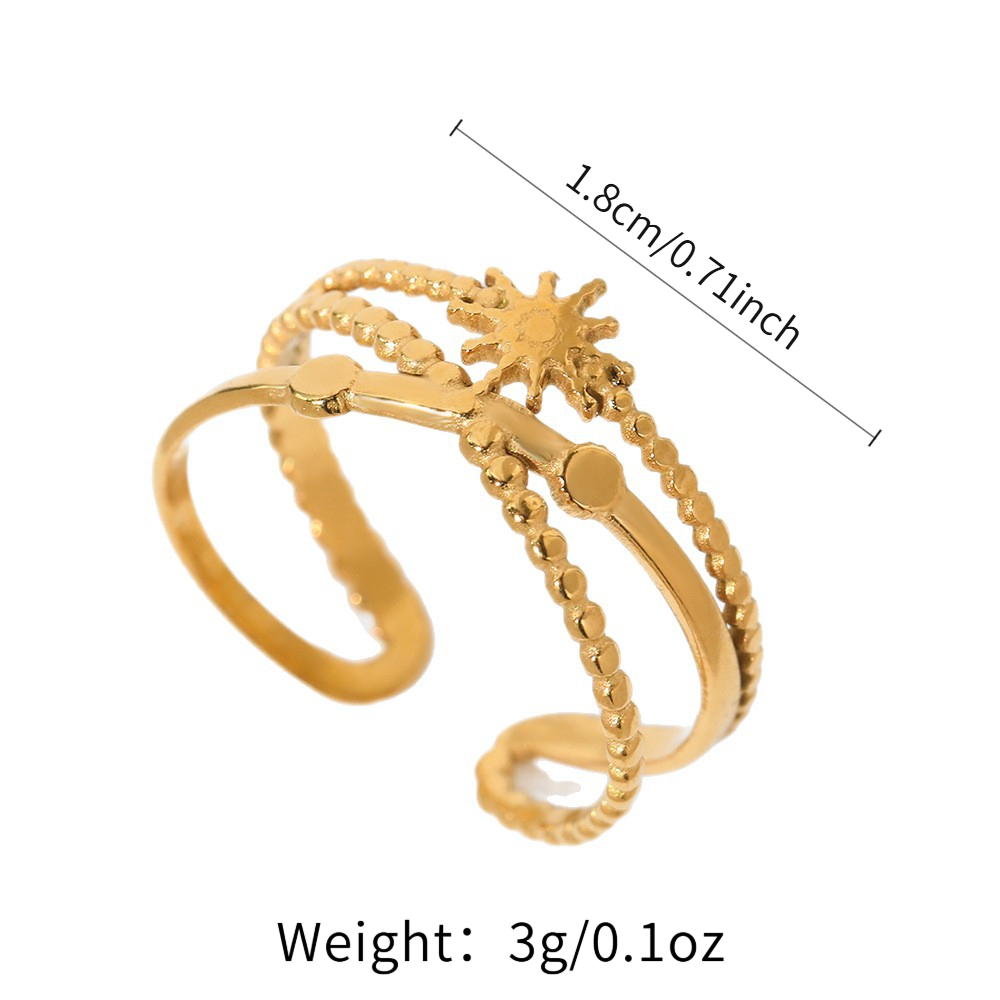 Women's Multi-Layer Sun and Star Beaded Adjustable Ring
