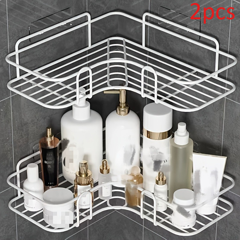TEMU 2 Supports d'angle de douche à compartiments multiples pour étagères de rangement murales de salle de bain. Présentoir à cosmétiques pour