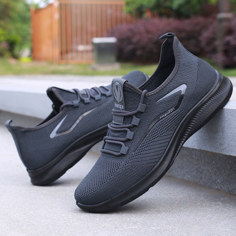 2025 mens breathable knit casual sneakers slip soft sole running shoes
