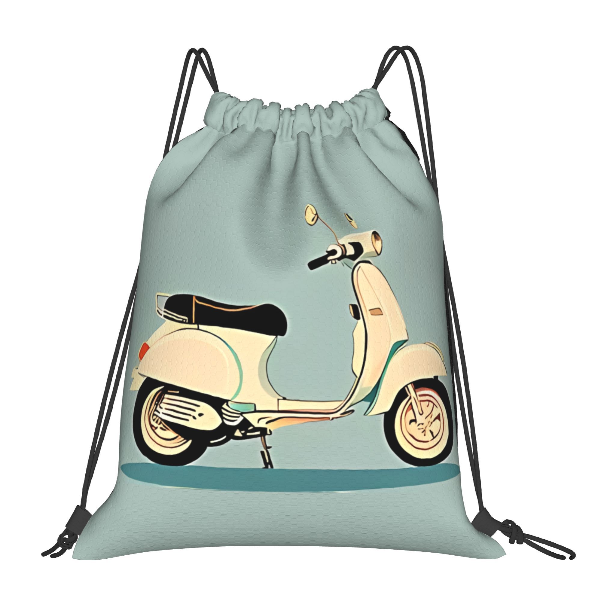 TEMU 1 Stück Vintage 90er Scooter-Druck Rucksack mit Retro-Streifendesign & weichem Zugbandverschluss – Reisetasche für Männer Frauen – Nostalgische