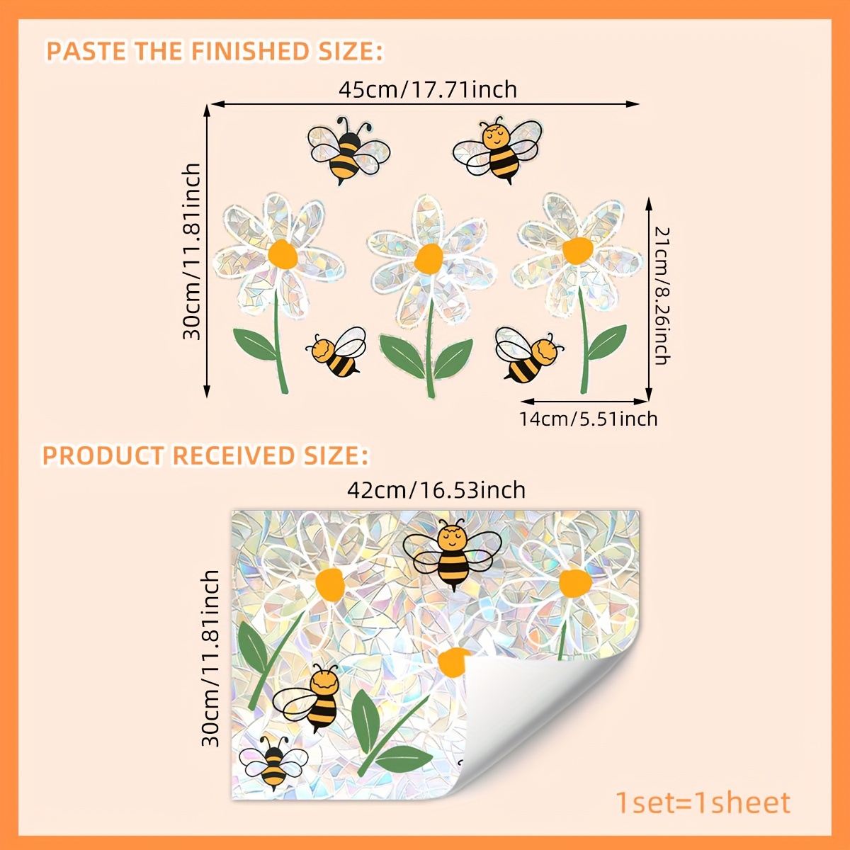 TEMU 1pc Daisy Static Window Sticker, Suitable For Bedroom, Living Room, Balcony Windows, And Glass Doors, Made Of Pvc Material, Double-sided ,