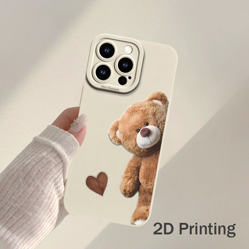TEMU Phone Case: Bear Pattern Phone Case, Anti Drop And Wear-resistant, Suitable For Iphone 17 17pro 17promax 16 15 14 13 12 11 , 2d Printing, As A