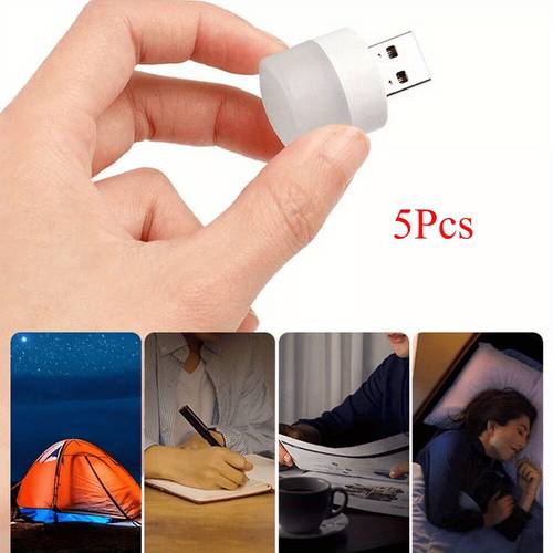 5pcs mini usb led night light cool protection reading lamp usb plug for computer mobile power portable downlight for bedroom polished prong bulb base usb powered household use