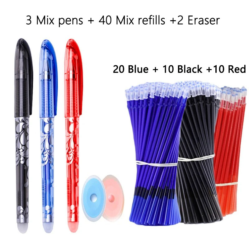 TEMU 45pcs/set Kawaii Erasable Pens Gel Pen Sketch Writing Stationery For Notebook School Supplies Pen Cute Pens Pencil Blue And White , 0.5mm