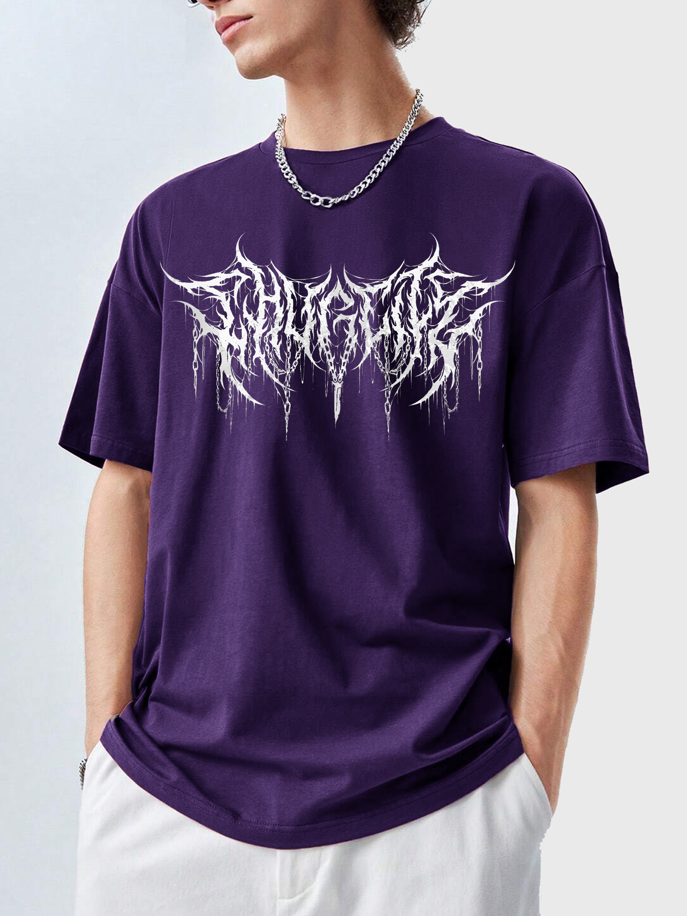 men's gothic dark print t shirt black casual short - Temu