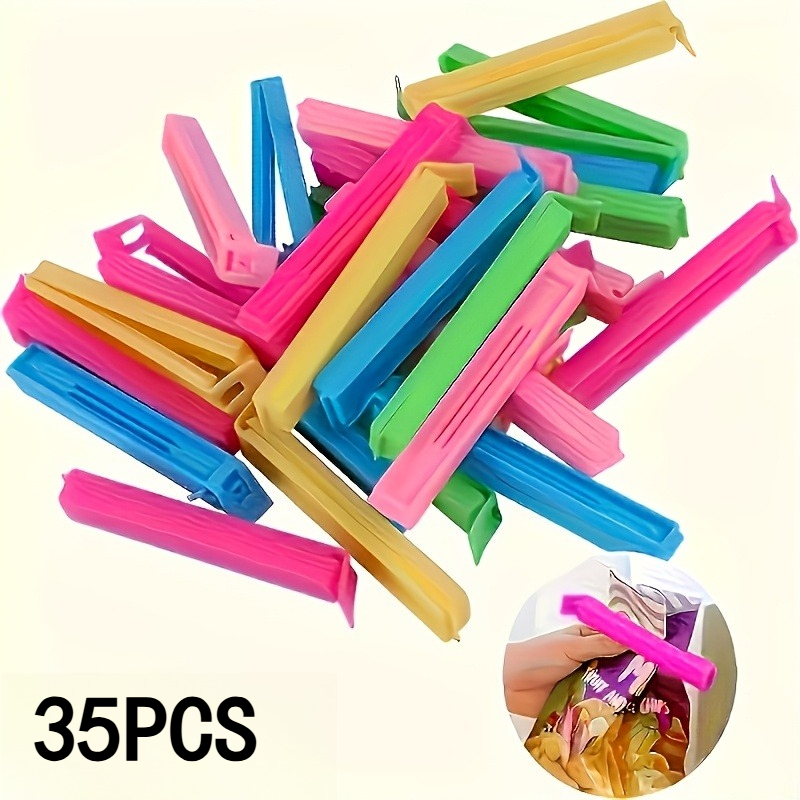 TEMU 35 piezas de clips de reutilizables, accesorios de para almacenamiento de cocina, adecuados para bolsas de embalaje, conservación de alimentos y