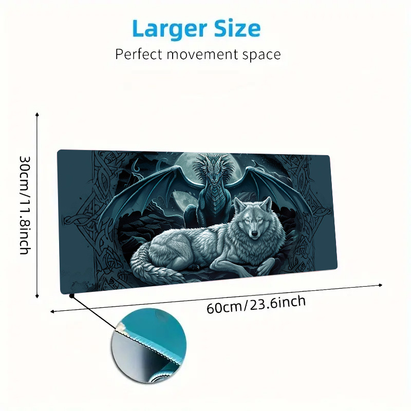 

1pc And Wolf Gaming Mouse Pad, Desk Mat For And , For Computer And Laptop, For Christmas And