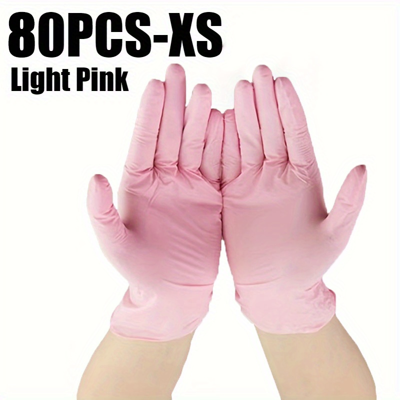 TEMU 40/60/80pcs Light Pink, Pvc Composite Nitrile Gloves, Home Cleaning, Kitchen Cooking, Pet Bathing, Manicuring, Painting Disposable Gloves
