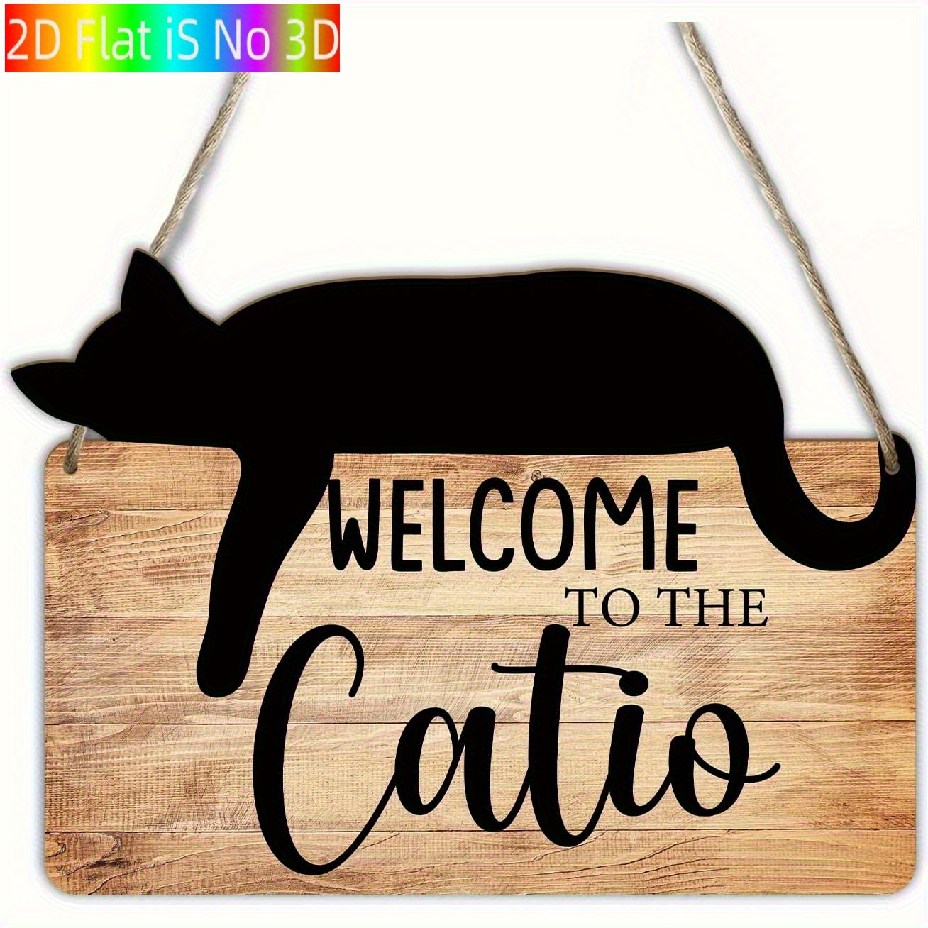 TEMU Panneau en bois plat 2D, plan 2D, 1 pièce, maison de chat, tête de chat, panneau suspendu pour chat - Accessoires de jardin, cadeau sur le thème