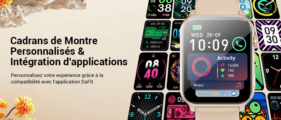 Nouveau Smartwatch Amélioré pour Femmes 2025, Fonction d'Analyse du Sommeil, Fonction Vocale IA, Appel Sans Fil, Réception de Messages, Batterie 100 Jours/ Lampe de Poche LED/ Boussole/ 2 s, Montre Connectée Extérieure, Plus de 120 Modes Sportifs, Batterie Grande Capacité 350mAh