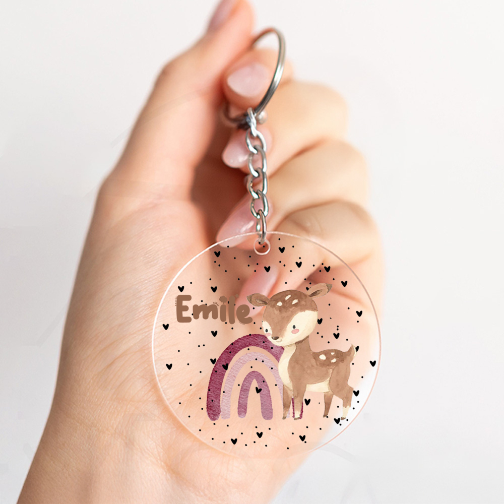 Personalized Animal Keychain Compatible For Foxes, , Rabbits & Hedgehogs - Name/initials Transparent Tag - Cute ', ' Gifts, Party Favors, Everyday Use -