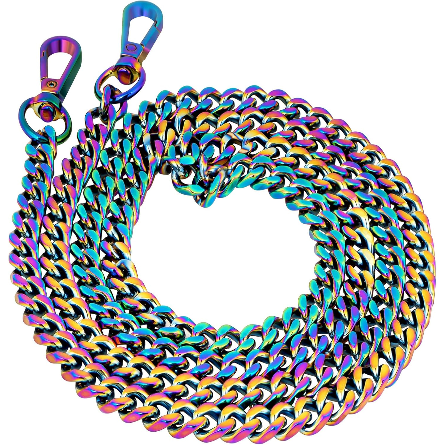 Rainbow Metal Purse Chain Straps Shoulder Crossbody Straps Replacement Flat Chain Strap For Purses Bags, Diy Wallet Making