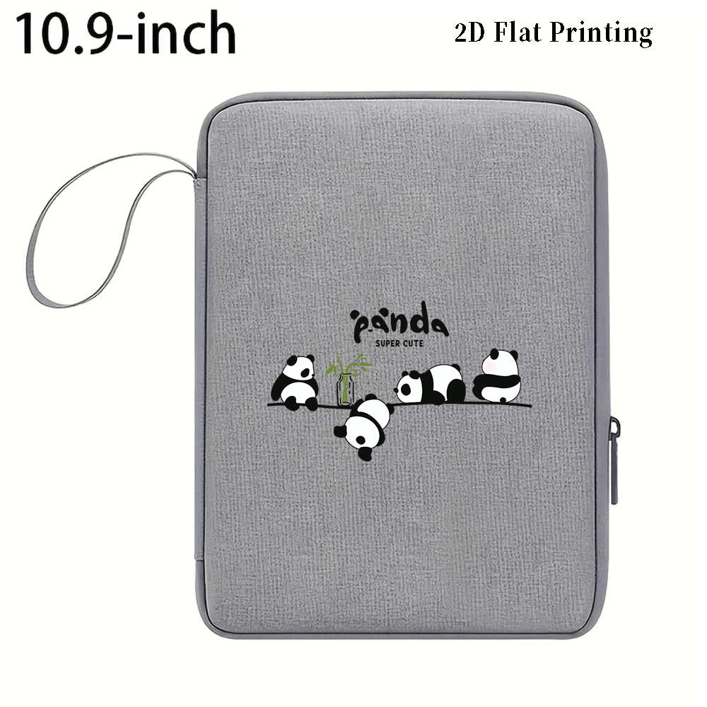 TEMU 1pc Étui pour iPad 2D Imprimé Plat Motif Panda Facile à , Anti-Choc, Anti-Rayures, à l', Fermeture Éclair, Tendance, Portable, 10.9 pouces/12.9