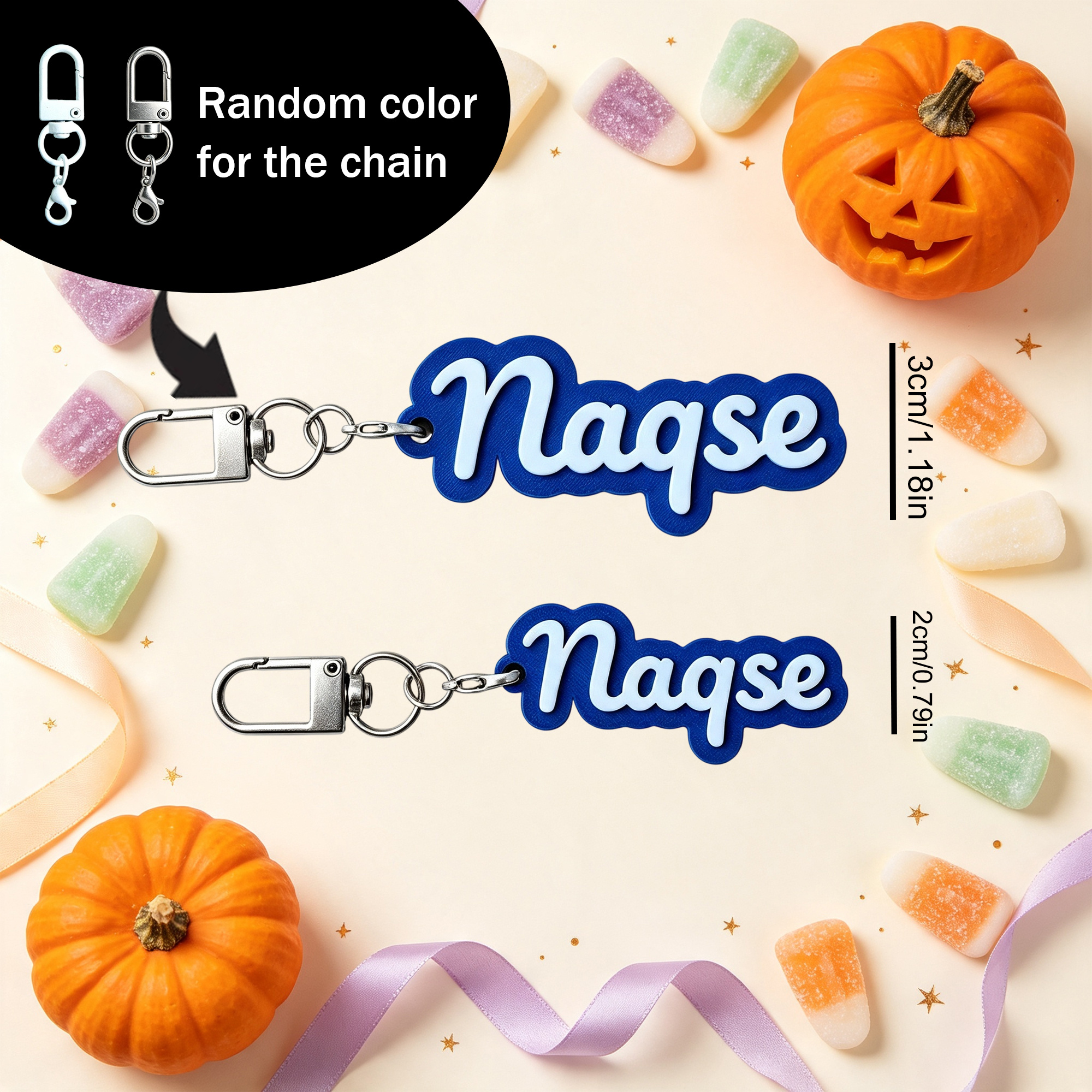 Personalized Custom 3D Printed Text Chain Keychain