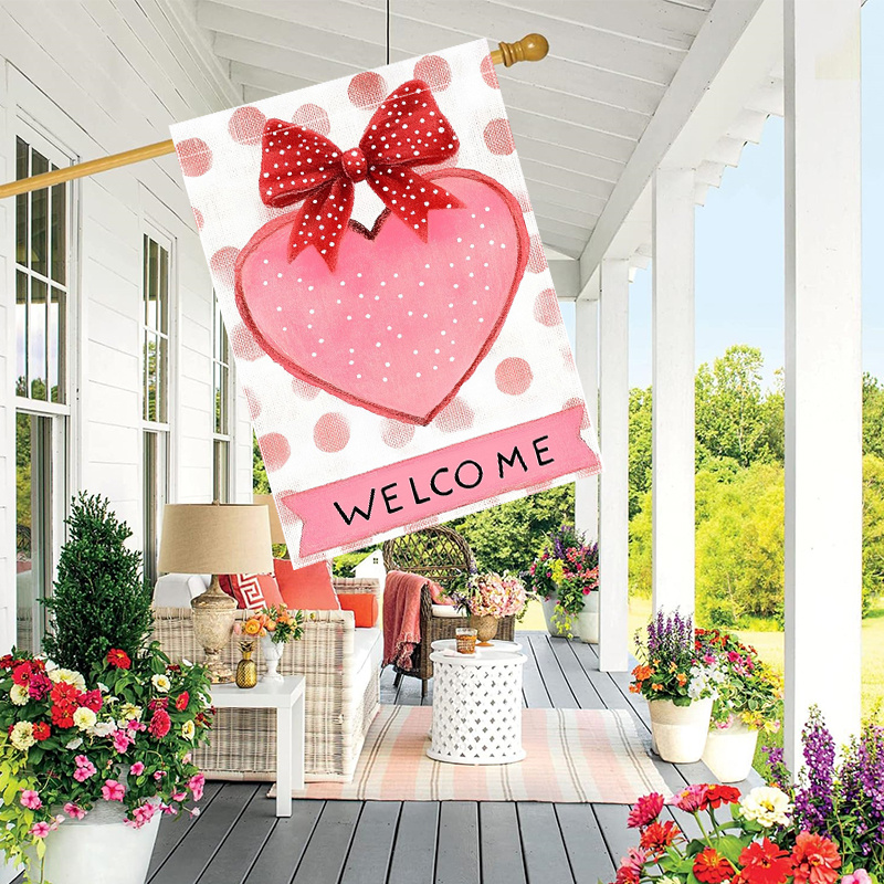 

Valentine's Day Flag - Double-sided, Polka , 28 X 40 Inches, Polyester, Outdoor Lawn And Yard Decor