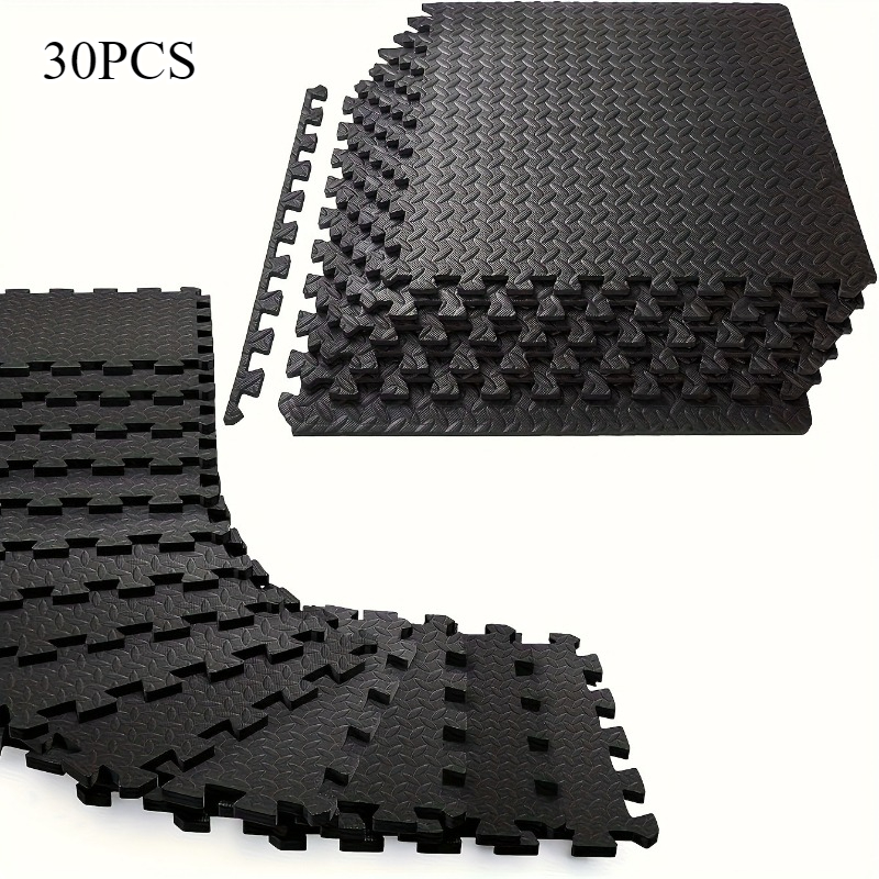 Image of 30pcs Of Black Eva Fitness Floor Mat, Easy To Clean And Cut, Quiet And Shock-absorbing, Suitable For Home Gyms And Yoga