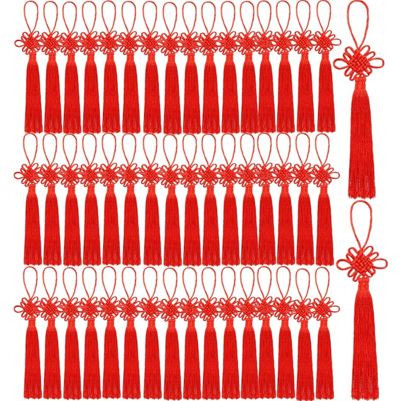 TEMU 50 Red Chinese Knots With Patterns - Elegant Tassel Decoration For Weddings, Festivals, And | Retro Style , Cultural Celebration | Design |