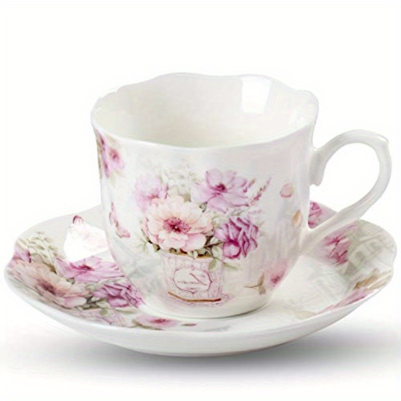   cups and saucers set of 6 7oz floral porcelain teacup set for women microwave dishwasher safe ideal gift for   Product details 1