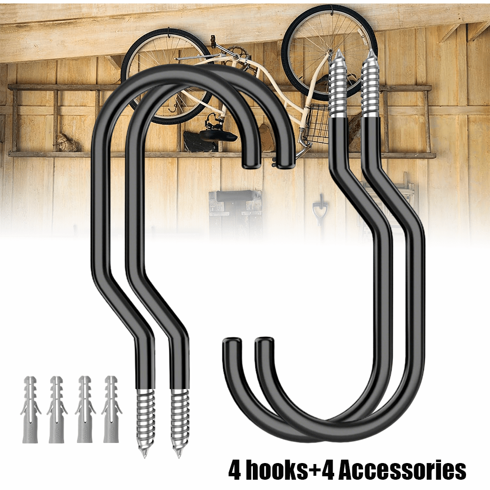 TEMU Sturdy For Garage Bicycle Hooks, Ideal For Organizing Bikes In The For Garage, Wall And Ceiling Mounted Screws For Hanging, Supports Up To 100 ,