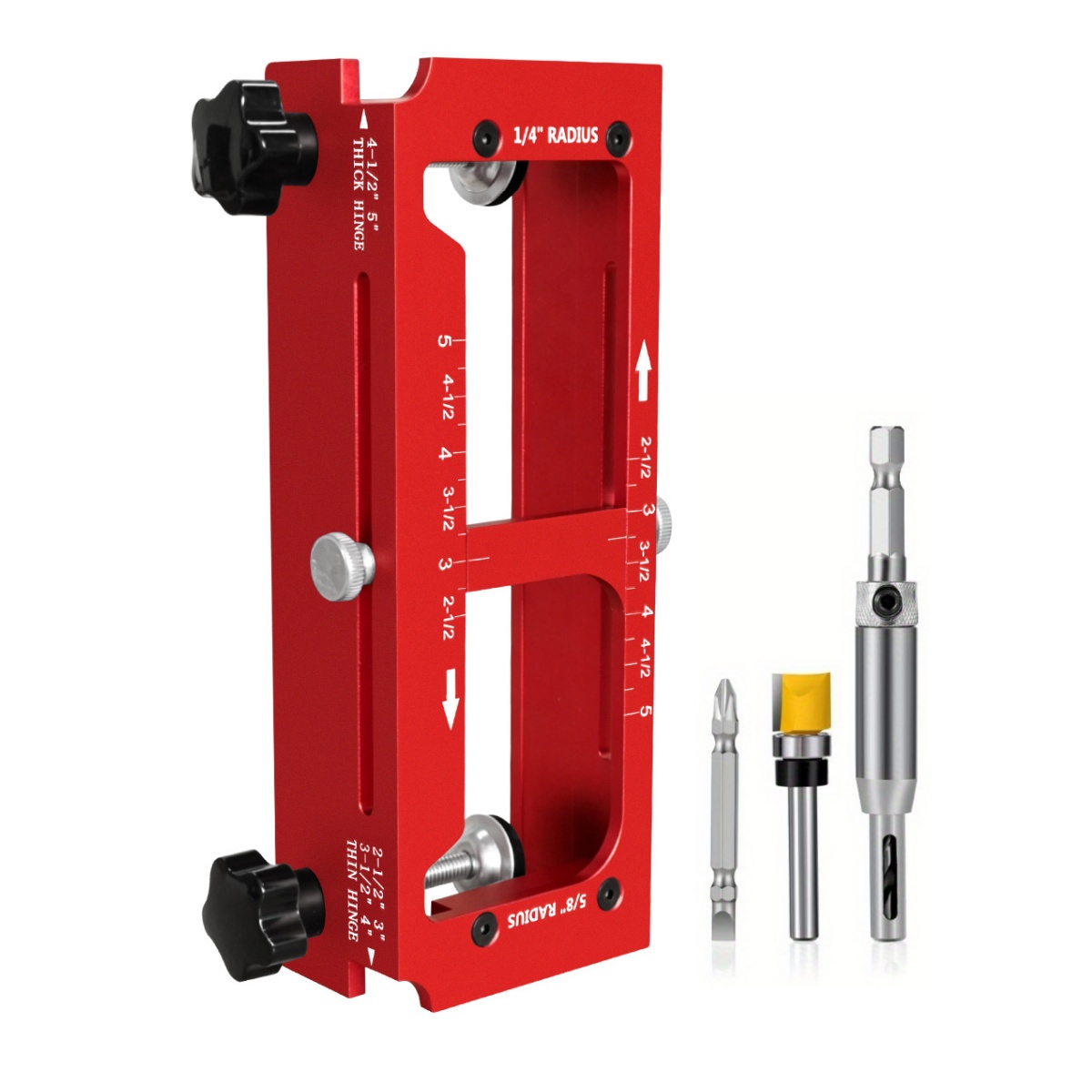 TEMU Door Hinge Jig, Aluminum Alloy Door Hinge Template Kit For Router, Adjustable Mortise Jig Fits Door Hinges From 2.5' To 5' Length, 1/4' R, 5/8'