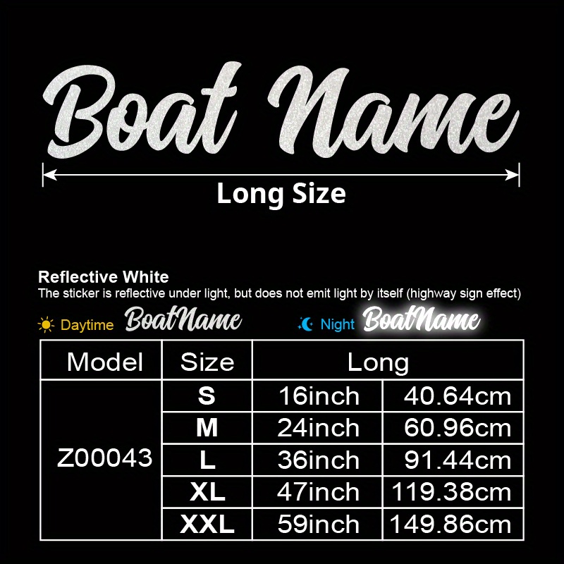 TEMU 1pc Custom Boat Name Stickers Reflective Vinyl Decals Art Handwritten Font Personalized For Pontoon Windshield Ship Vehicle Letter Graphic