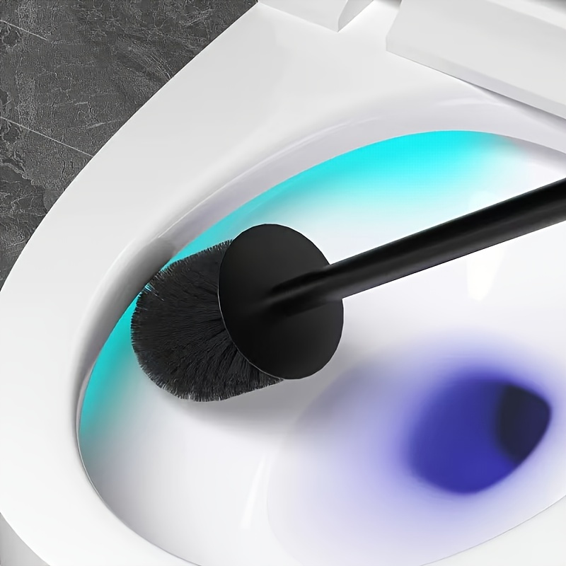 modern black square toilet brush with wall mounted holder durable aluminum dual use for floor and wall installation   handle   contemporary bathrooms toilet brush holder details 2