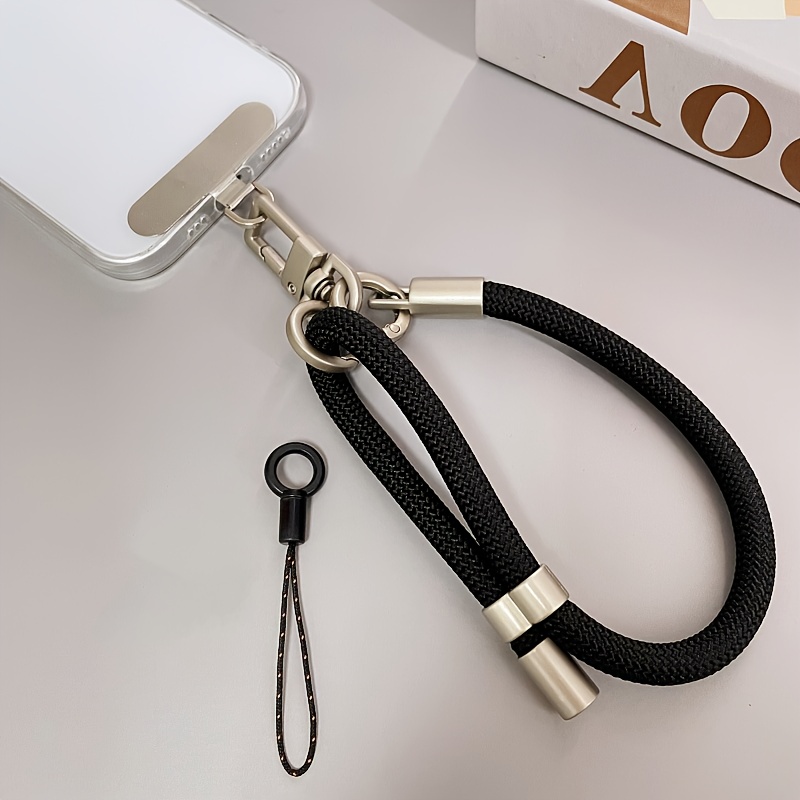 TEMU 1pc Cordón para teléfono anti-enredos giratorio 360°, correa de poliéster ajustable con gancho giratorio de metal y clip de conector de metal,