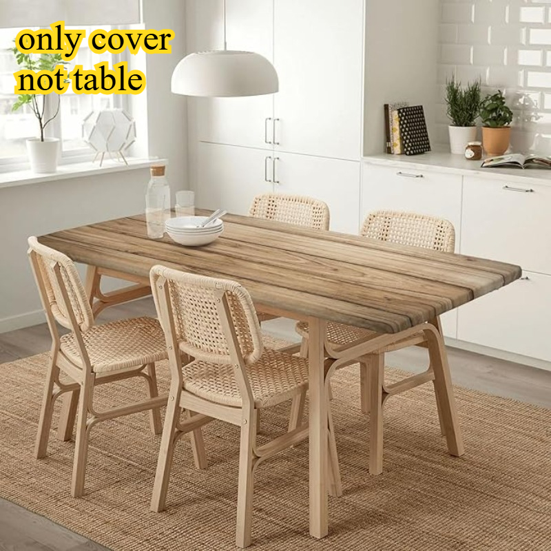 TEMU 1pc Rectangle Tablecloth Wood Grain Table Cloth Cover Wooden Texture Fitted Tablecloths For Rectangular Tables Polyester Cloths With , Fit For 6