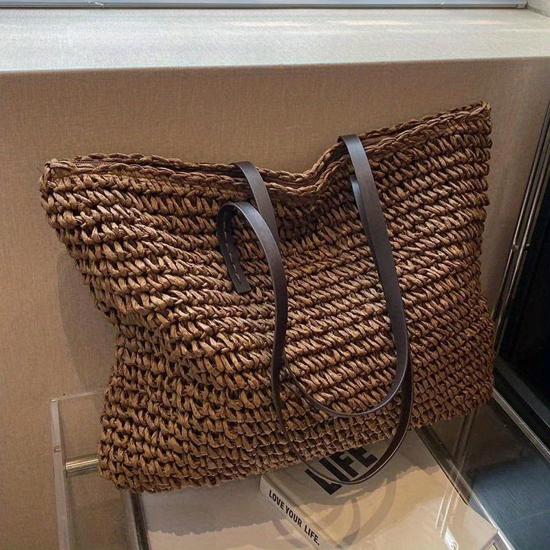 New Summer Beach Vacation Woven Women' Large Capacity Commuting Easy Women's Tote Bag, Versatile Bag For