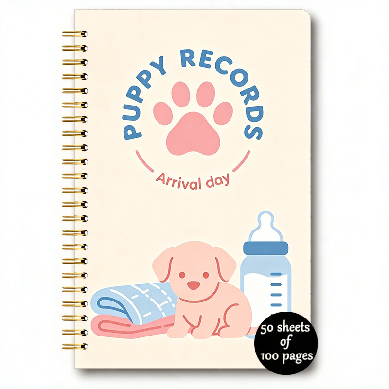TEMU 1pc Puppy Records Day Subject Notebook-5.5x8.3 Inch-pet And Puppy Milestone Journal- New Puppy Owners