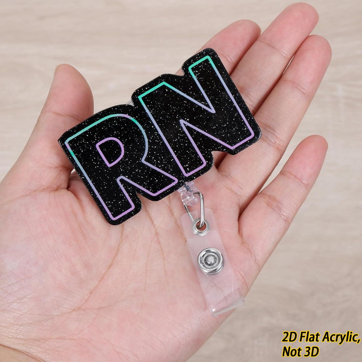 TEMU 2d Flat Acrylic Material, Nurse Badge Reel | Cute Retractable Id Card Holder | Rn Badge Companion | Nurse/nursing Student Medical Badge Holder |